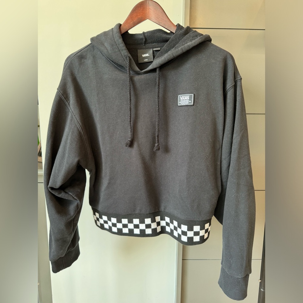 Vans • Boom Boom Check Cropped Hoodie • Black